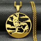 Roar Wolf Crowd Pendant Necklace For Women Men Stainless Steel Gold Silver Color Sky Animal Lover Man Chain Jewelry