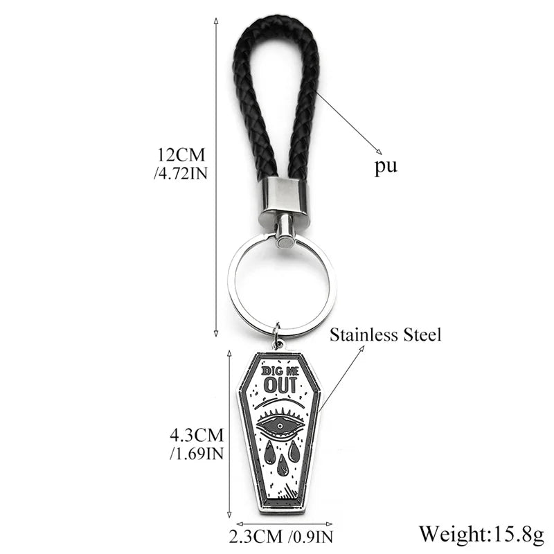 Key Silver Ring Gothic Dark Punk Dig Out Coffin