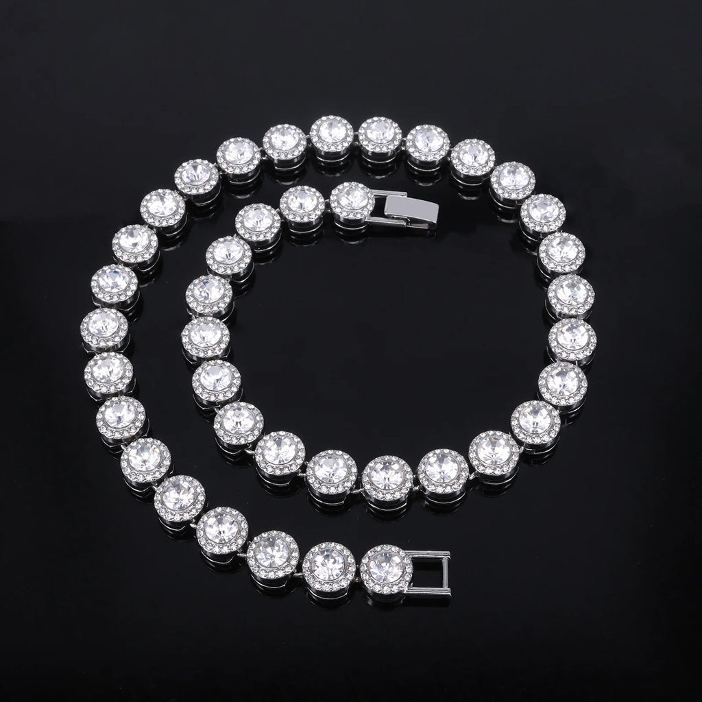 Round Rhinestone Tennis Bracelet & Necklace Set, 12mm Wide