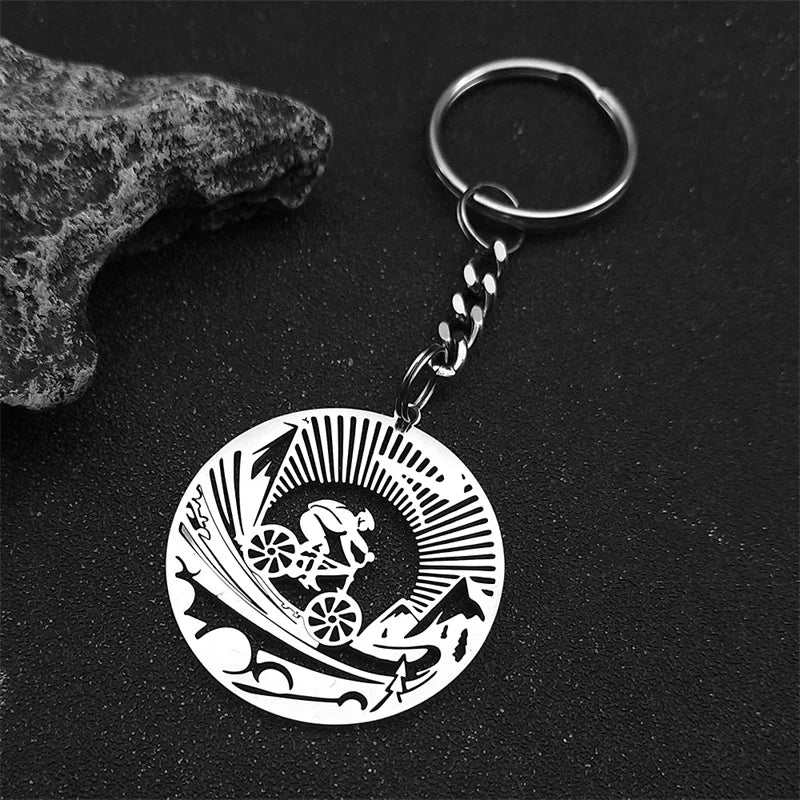 Key Steel Pendant Bicycle Sports Bikers Hollow