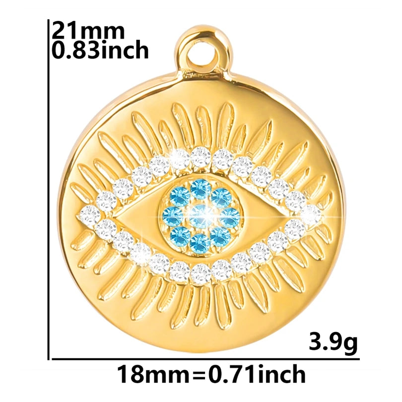 7Pcs No Fade Stainless Steel Wicca Moon Sun Egyptian Ankh Life Cross Pendant DIY Fatima Hand Turkish Evil Eye кулон Jewelry