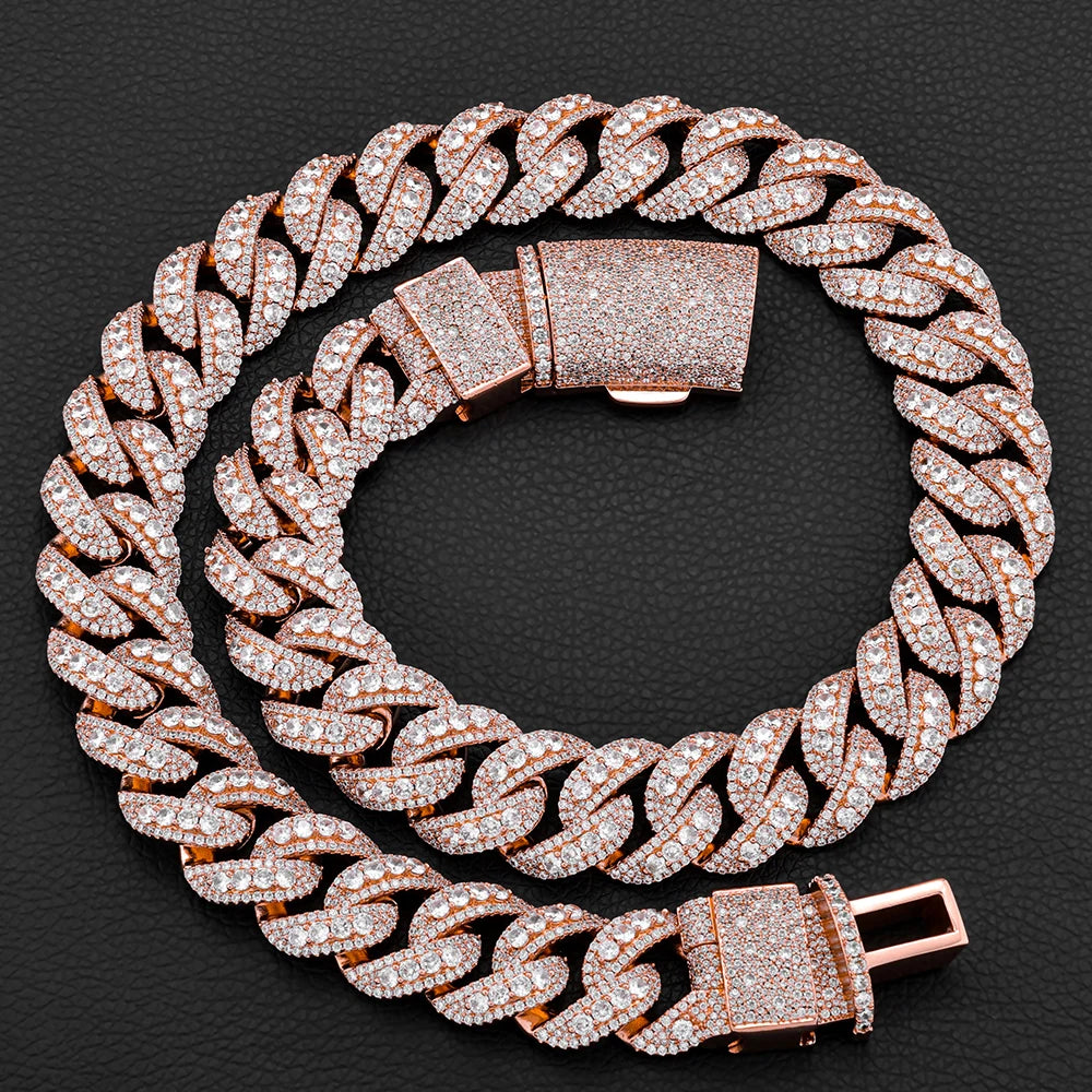 Iced Out Cuban Chain Necklace Stainless Steel