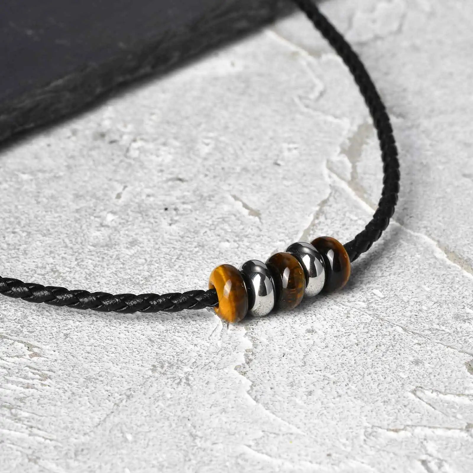 Tiger Eye Stone Pendant — Stainless Steel