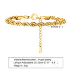 Gold Rope Chain Bracelet 5mm — Stainless Steel