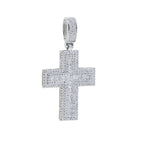 New Iced Out Bling CZ Cross Pendant Necklace Silver Color Prong Setting Cubic Zirconia Jesus Charm Men Women Hip Hop
