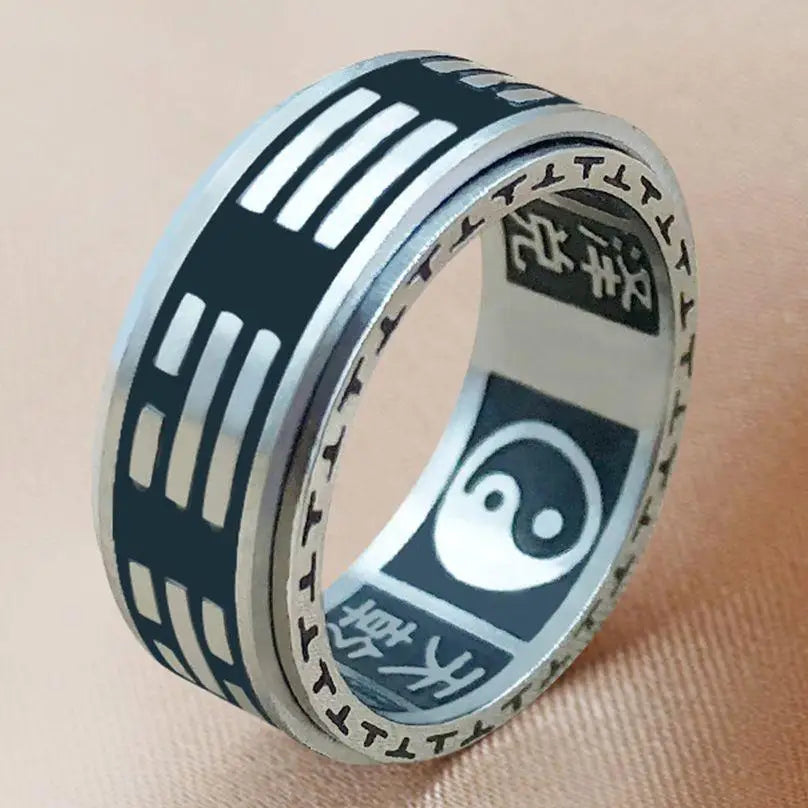Stainless Steel Tai Chi Spinner Ring Statement