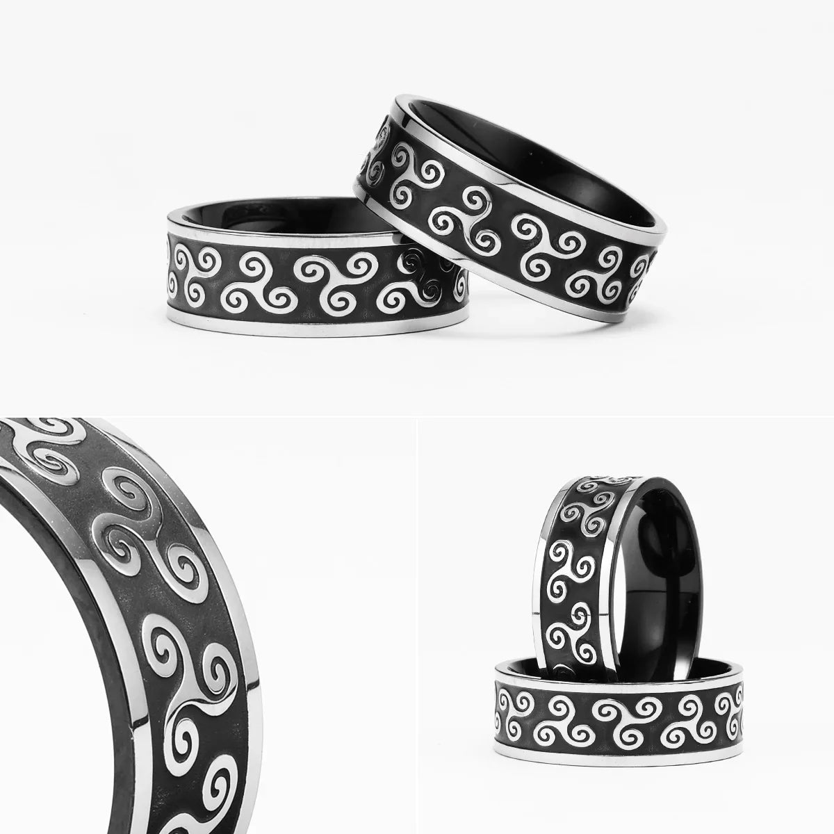 Black Viking Celtic Knot Ring for Men — Stainless Steel
