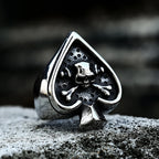 Gothic Poker Card Spades Skull Ring — 316L Stainless Steel