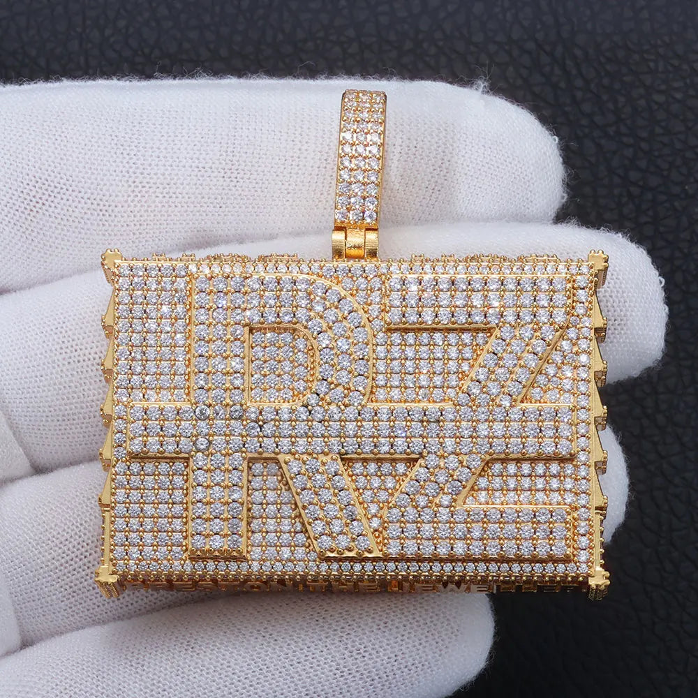 Iced Out Letter Pendant Square 2-Inch