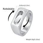 Rotatable Stainless Steel Spinner Ring for Men, Geometric Square Fidget Band Silver Color Daily Wear Jewelry Gift Size