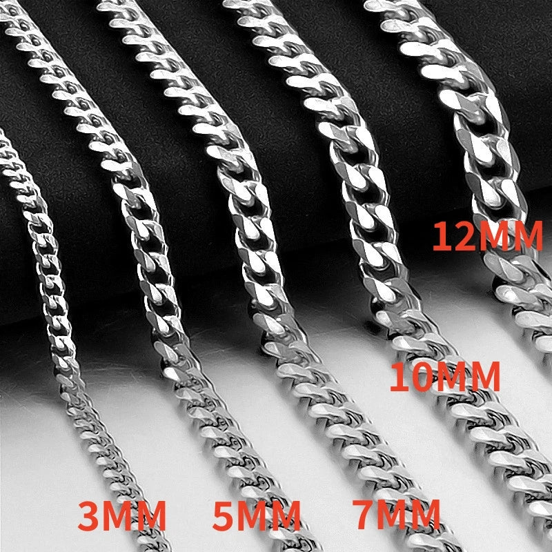 Waterproof Stainless Steel Cuban Link Chain Necklace For Men Goth Punk Accessory Jewelry Black Gold Silver Color