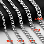 Waterproof Stainless Steel Cuban Link Chain Necklace For Men Goth Punk Accessory Jewelry Black Gold Silver Color