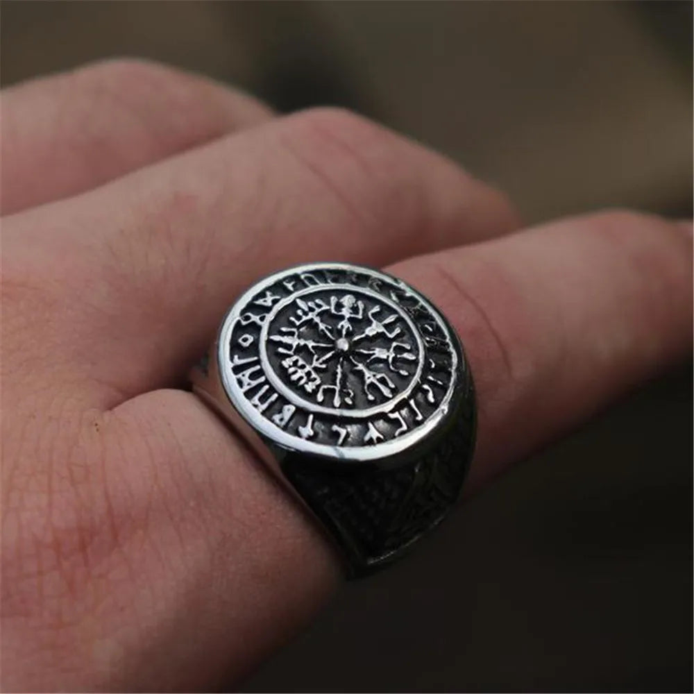 Nordic Viking Letter Fashion Retro Ring Men's Punk Ring Hip Hop Rock Party Motorcycle Accessories Jewelry Accessories