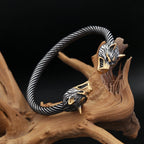Viking Double Wolf Head Bracelet — Stainless