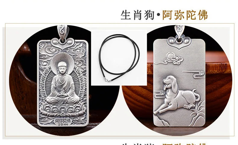 Chinese Zodiac Animal Buddha Blessing Pendant Necklace