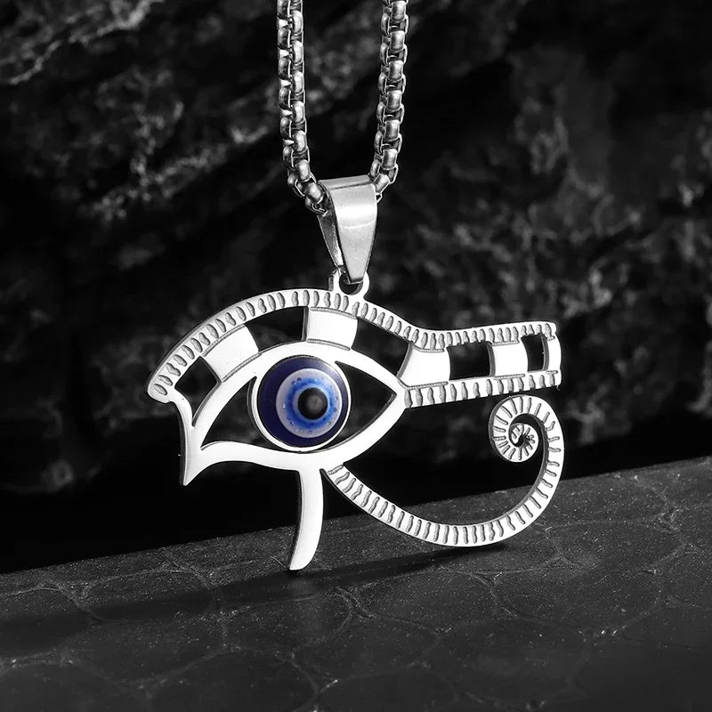 Stainless Steel Ancient Egyptian Ankh Cross Life Key Totem Necklace Men and Women Lucky Amulet Jewelry