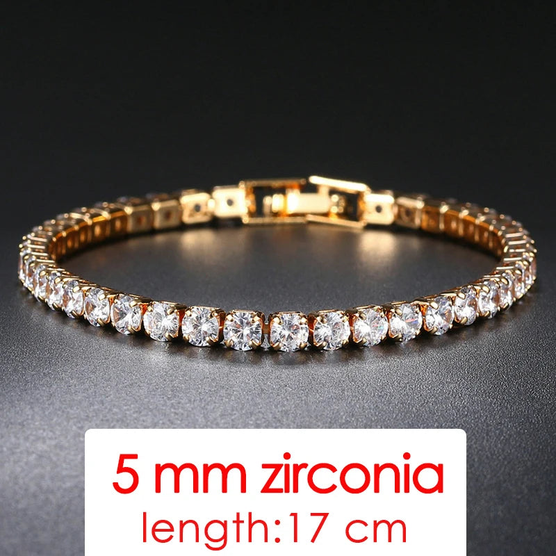 ZHOUYANG Tennis Bracelets For Women Simple Luxury Round Crystal Gold Color Bangle Chain Wedding Female Gift Wholesale Jewelry