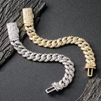 Chunky Iced Out Cuban Link Bracelet — 12mm Chain