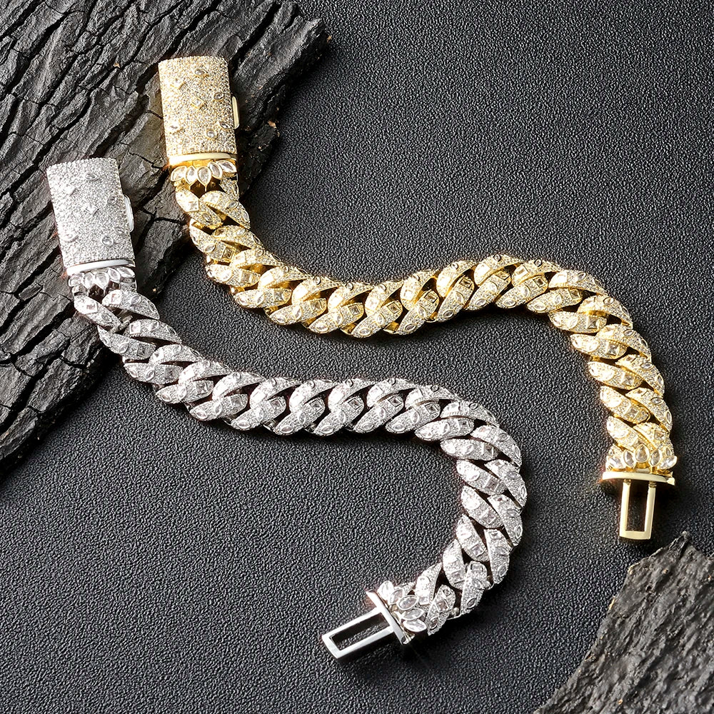 Chunky Iced Out Cuban Link Bracelet — 12mm Chain