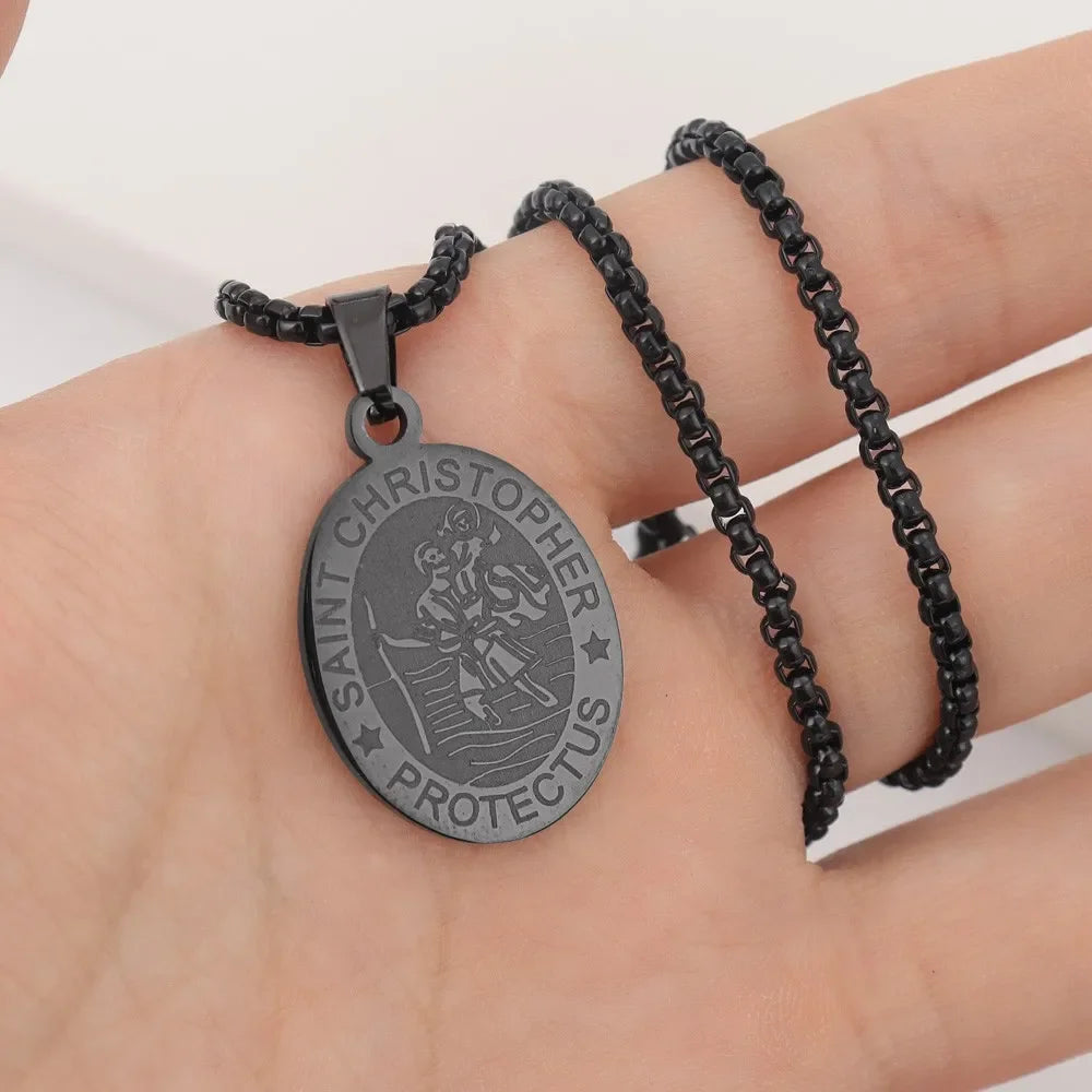 St. Christopher Protector Pendant — Stainless Steel