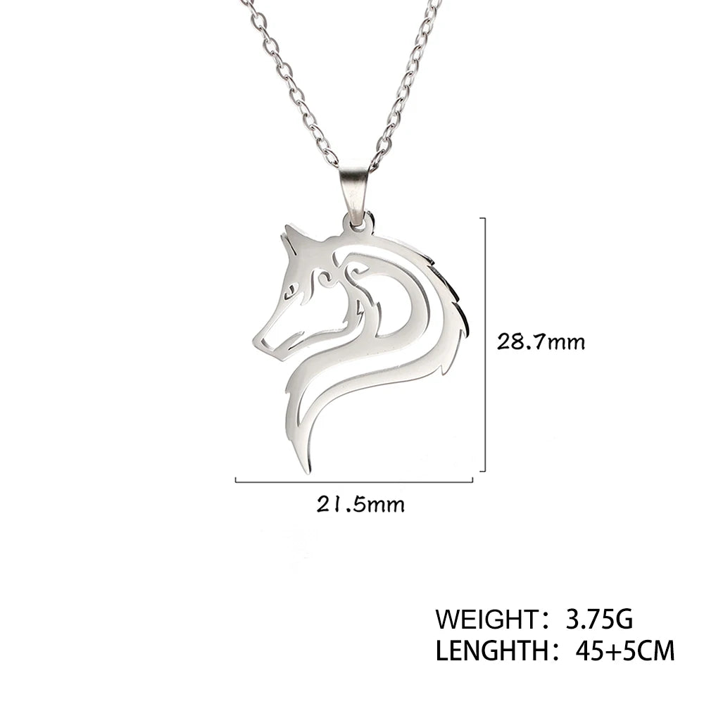 Fenrir Wolf Pendant Necklace — Stainless Steel