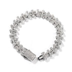 Uwin 11.5mm Cross Link Chain Bracelet For Women Men Iced Out Cubic Zirconia Cross Cuff Bracelet Anklet Hiphop Jewelry