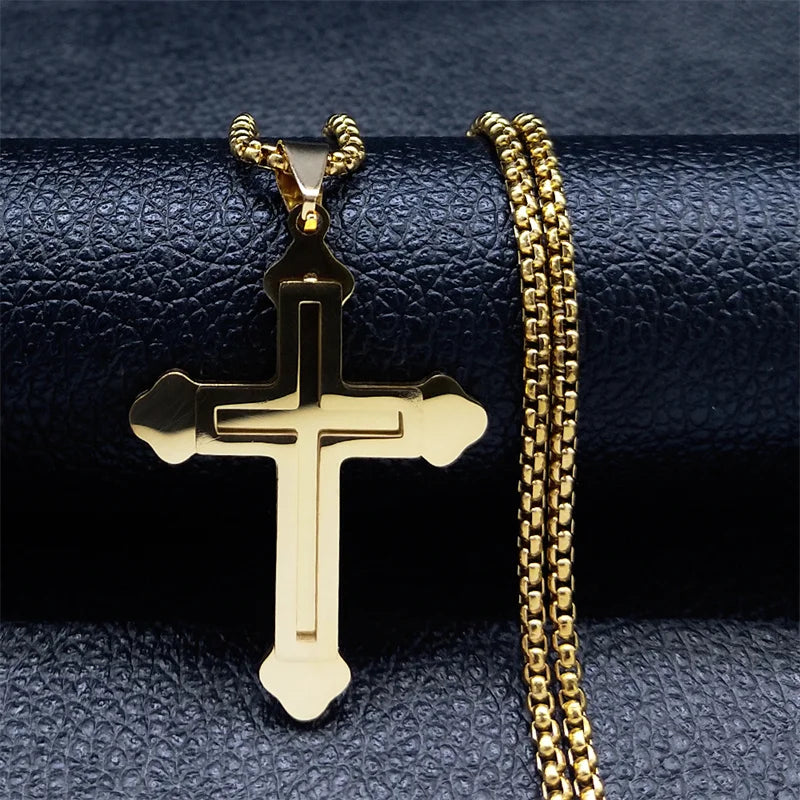 Christian Jesus Cross Pendant Necklace — Gold