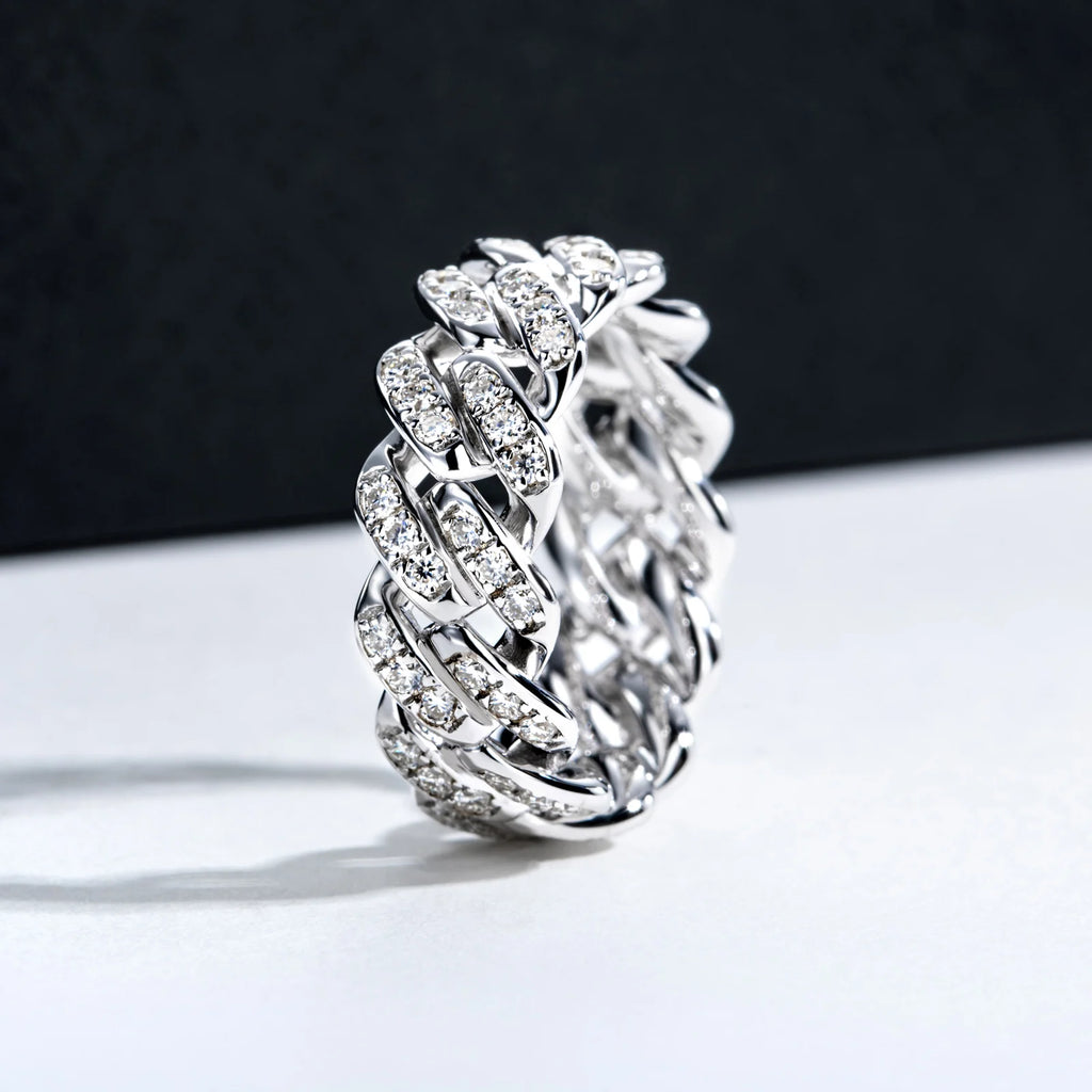 Iced Out Cuban Ring — 925 Silver