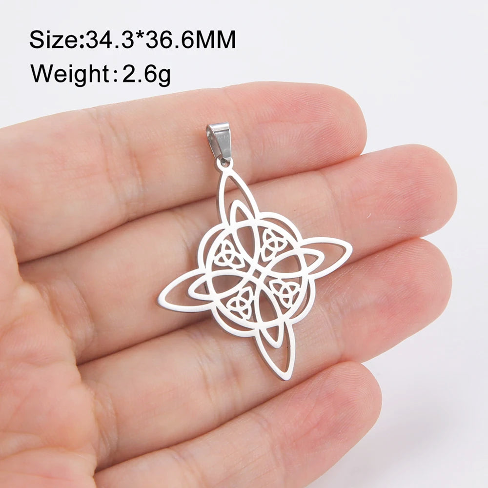 Trinity Witch Knot Charm Pendant — Steel