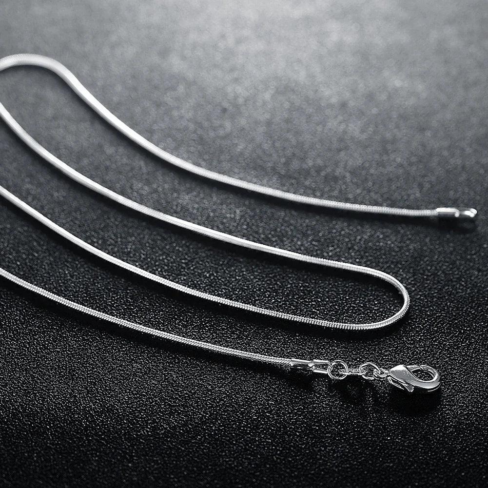 925 Sterling Silver 1mm Snake Chain Necklace For Women 16-30inches Fine Jewelry Wedding Fashion Party  Pendant Gifts
