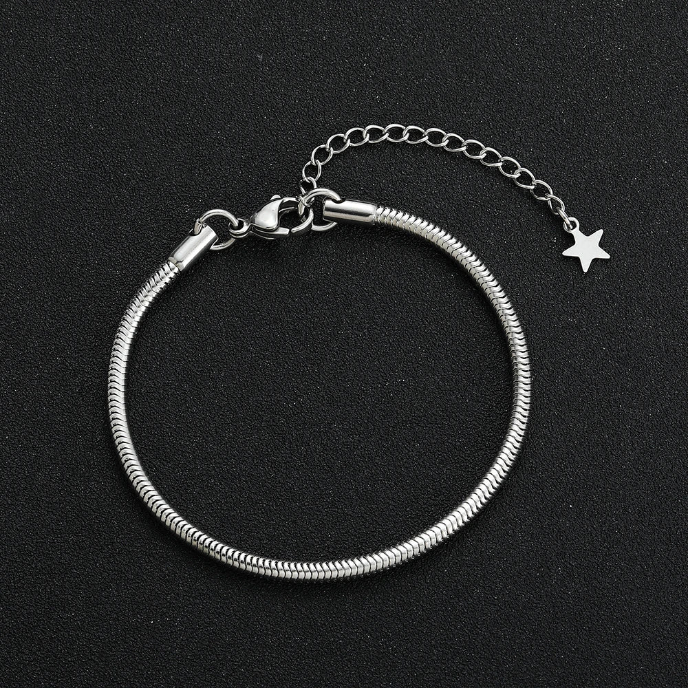Star Snake Chain Bracelet 3mm — 316L Stainless Steel, 18cm+5cm