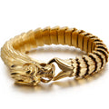 Dragon Head Animal Man Bracelet Gold Color 316L Stainless Steel Dragon Keel Chain Men's Bracelets Wristband Viking