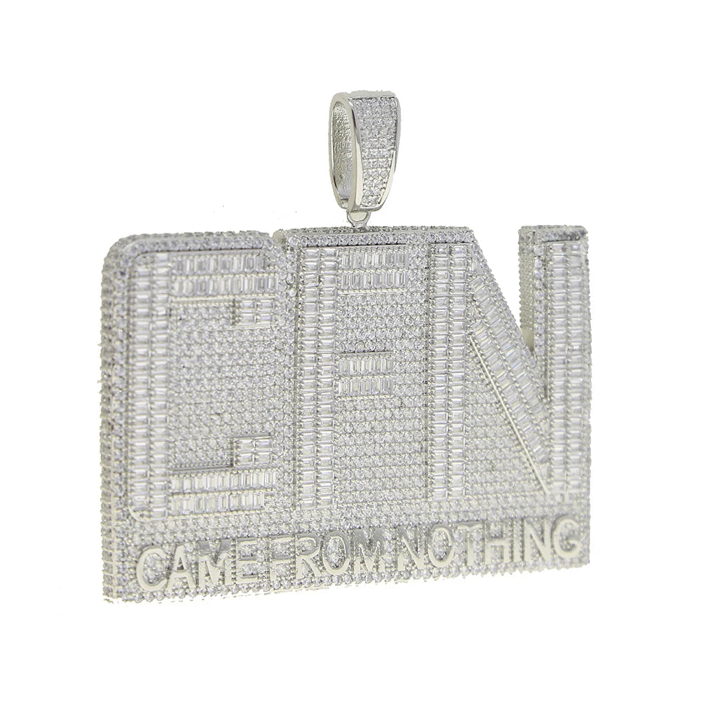 New Iced Out Bling CZ Letter Cross Pendant Necklace Various Design 5A Zircon Two Tone Color Badge Charm Men's Hip Hop