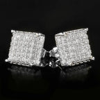 Iced Out Square Micro Pave CZ Stud Earrings for Men & Women