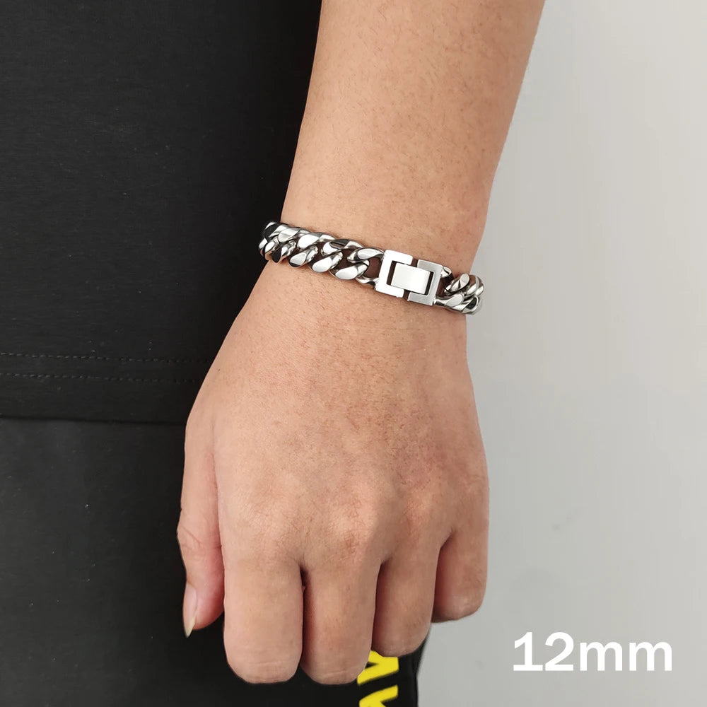 Black Cuban Chain Bracelet Stainless Steel Miami