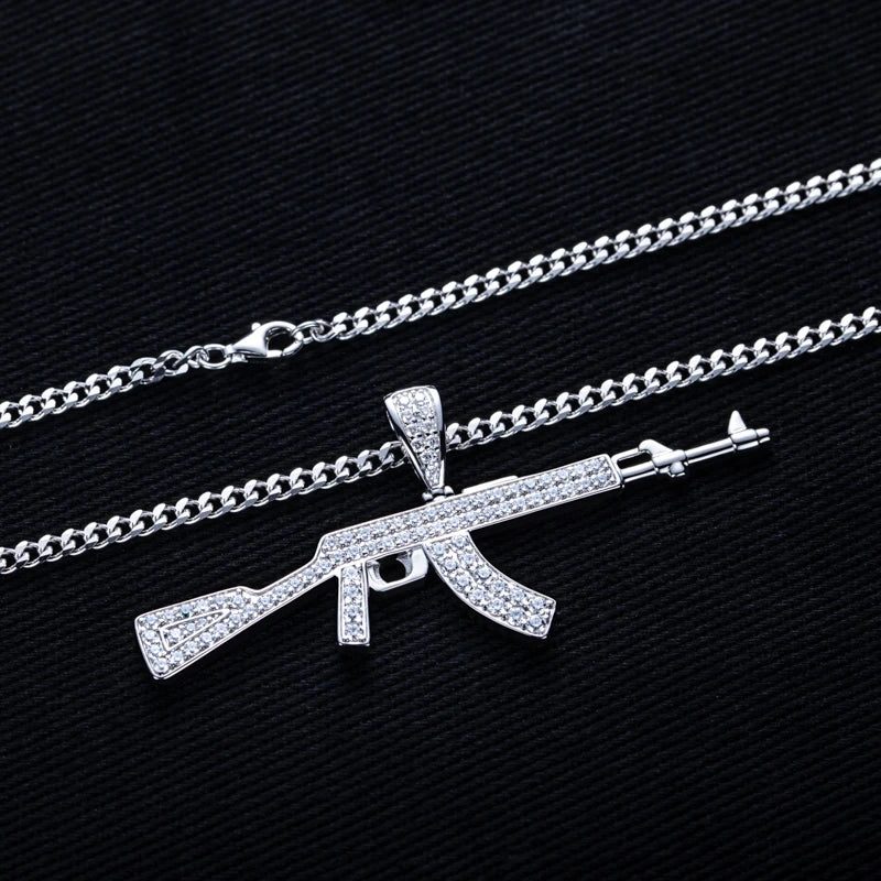 Iced Out AK Pendant — 925 Silver