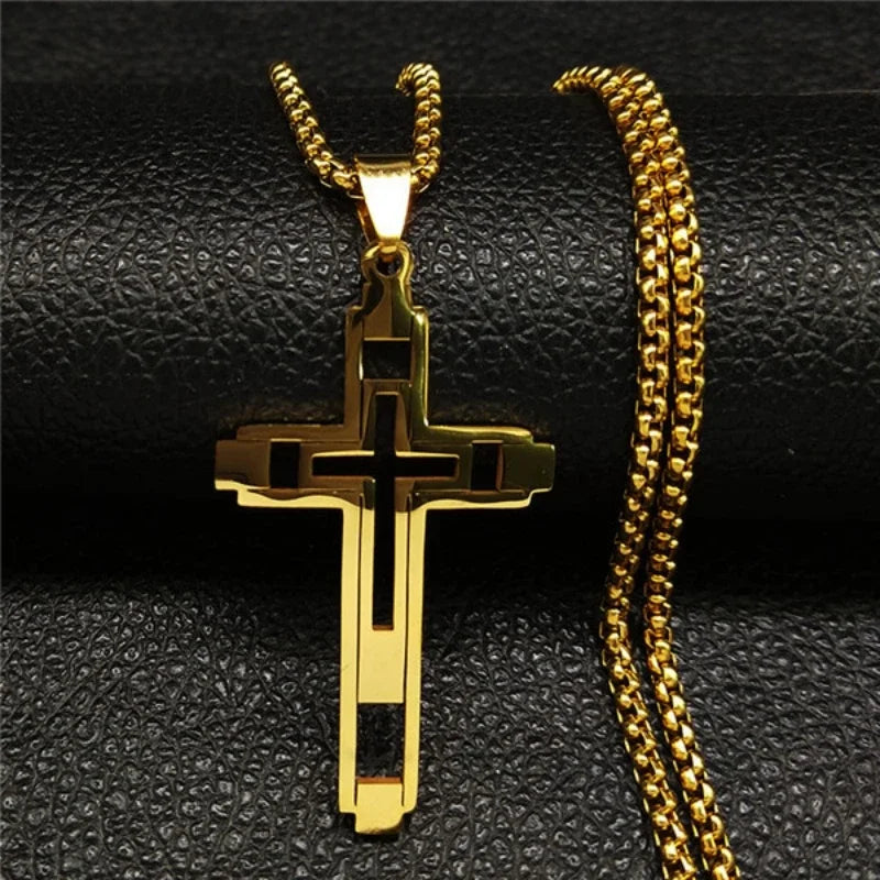 Cross Steel Pendant Hollow Religion