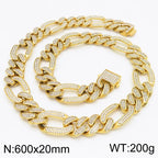 Hip-Hop Jewelry CZ Cuban Chain Man Bracelet Necklace Set Luxury Gold Color 60CM Long Stainless Steel Men's Necklace &