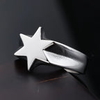 Simple Six-Point Star Band Ring — Stainless Steel