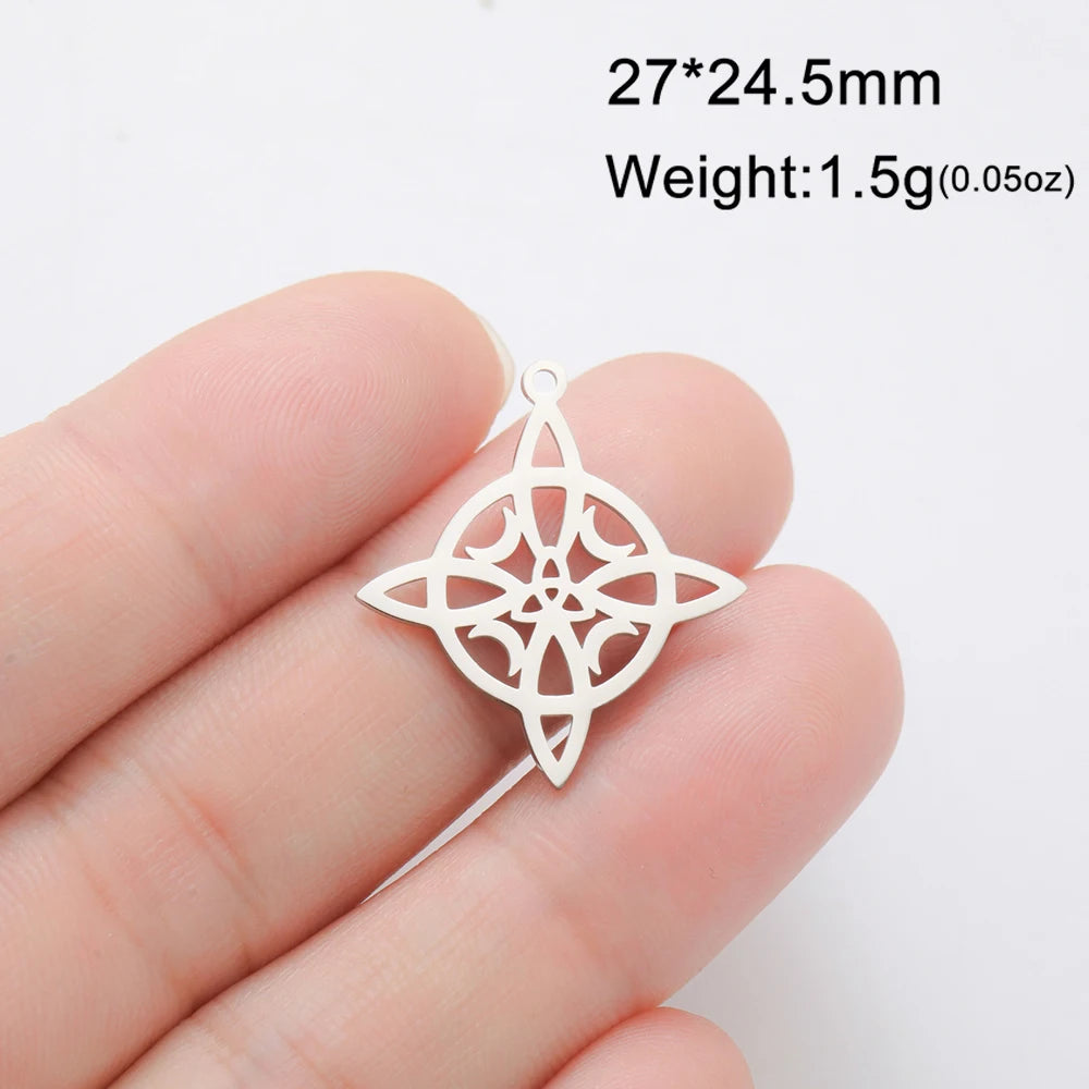 Trinity Witch Knot Charm Pendant — Steel