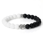 Tibetan Buddha Head Bracelets 8MM Natural Stone Tiger Eye Lava Beads Bangles For Women Men Fashion Couple Prayer