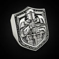 Huaya Men's Unique Temperament Knight Pattern Stamp Ring Retro Delicate Silver Color New Ring Jewelry Personality
