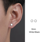 Trendy HipHop Titanium Steel Round Men's Stud Earrings Hippie Stainless Steel Black Drip Earings for Men Couple