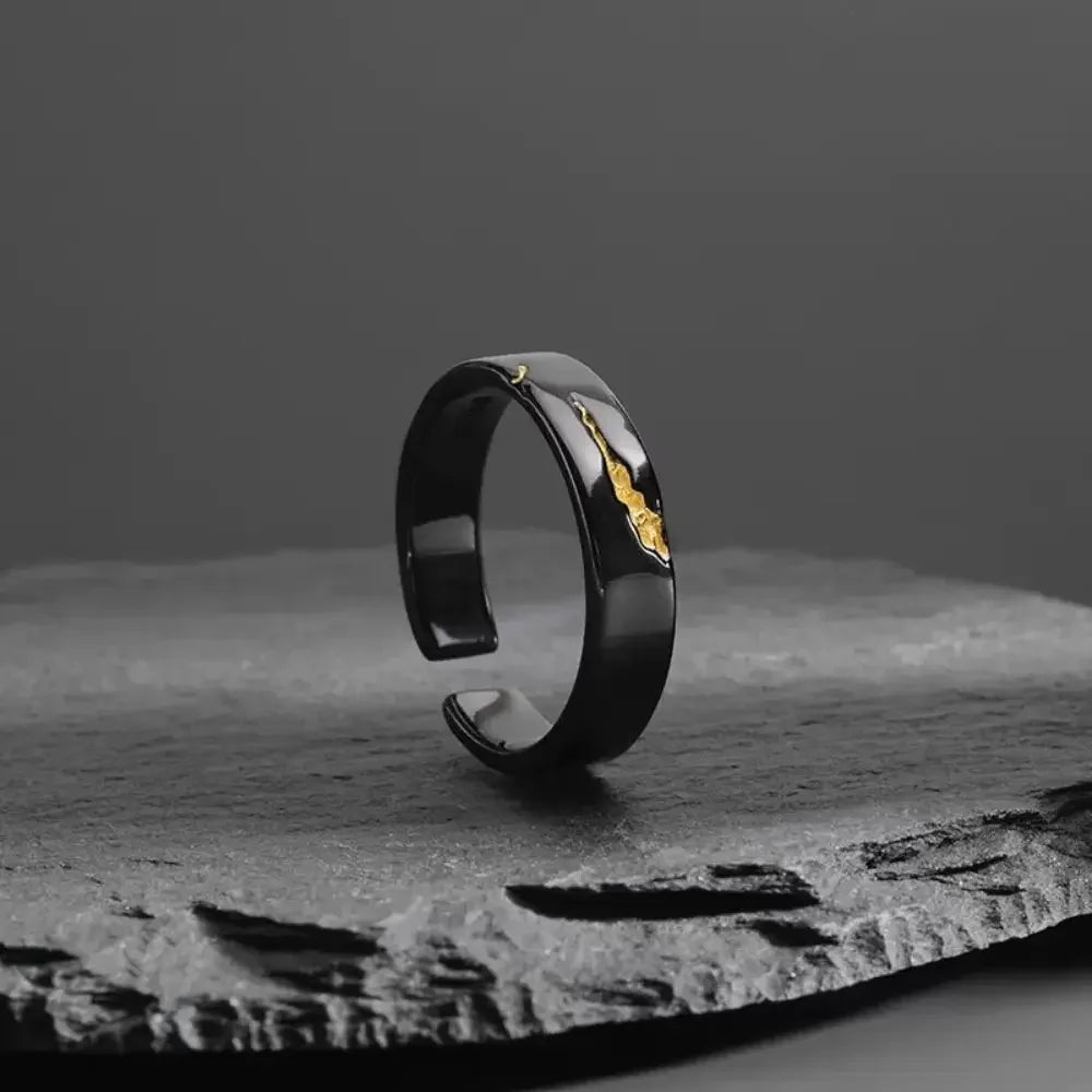 New Popular Gilding Men Ring Black Fashion Advanced Adjustable Ring For Trend Couple Jewelry