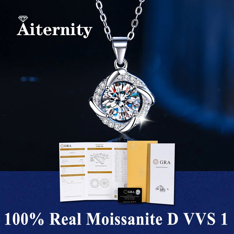 0.5ct-1.0ct VVS1 D Color Moissanite Necklace 925 Soild Sterling Sliver Chain with Certificate Fine Jewelry for Woman Jewelry