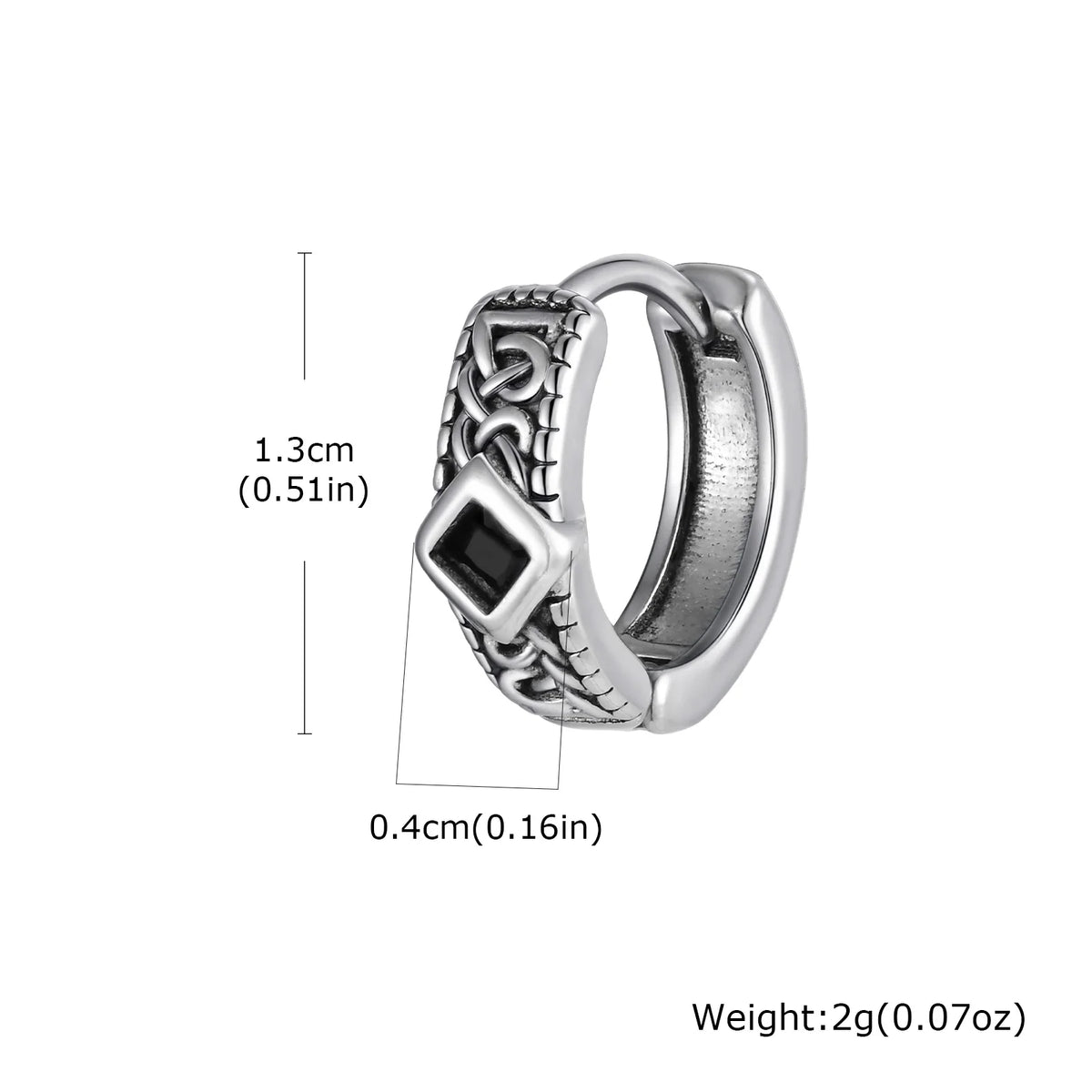 Gothic Rhombus Hoop Earrings for Men — Small, Stainless Steel