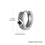 Vintage Celtic Knot Cross Pendant Earrings for Men, Black Zircon Stainless Steel Rhombus Hoop Earrings, Punk Gothic