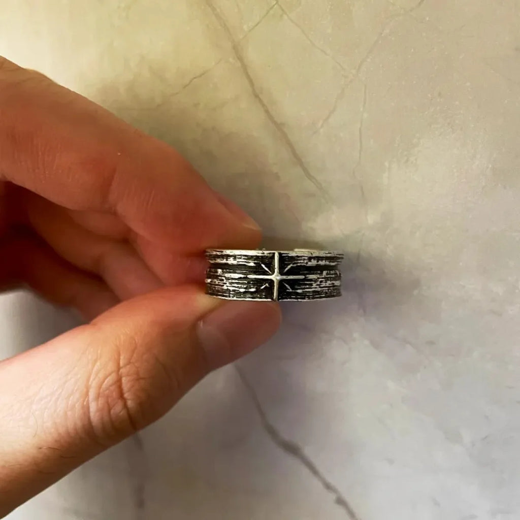 Unisex Silver Starry Night Punk Gothic Adjustable Open Ring Retro Handmade Art Jewelry Gift for Men And Women