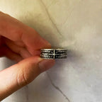 Unisex Silver Starry Night Punk Gothic Adjustable Open Ring Retro Art Jewelry Gift for Men And Women