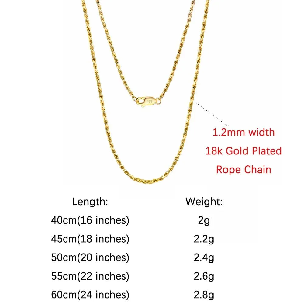 ORSA JEWELS Genuine 925 Sterling Silver Paperclip Chopin Rope Cuban Figaro Box Cable Chain Necklace Simple Basic Chain
